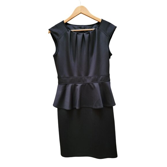 Black Spense Peplum Sleeveless Dress Size 8 90% Polyester 10% Spandex Elegant Kn - Picture 1 of 5